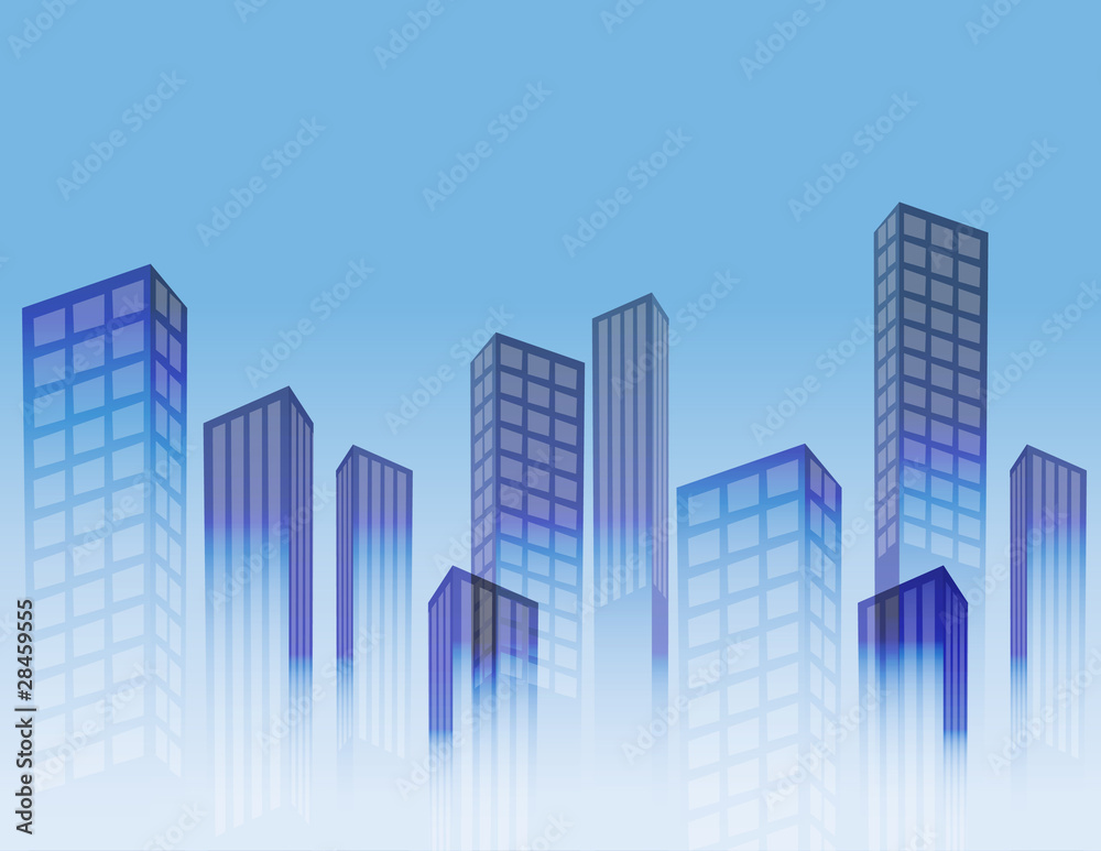 Blue silhouette urban city horizontal background