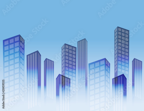 Blue silhouette urban city horizontal background