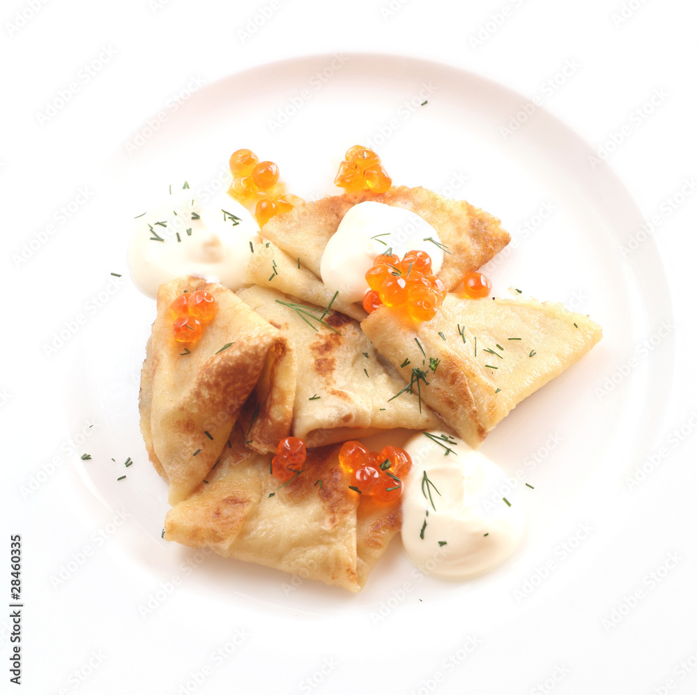 Crepes with Red Caviar and Sour Cream Crepes with Red Caviar and Sour Cream