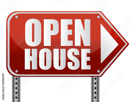 Open house sign isolated over a white background.