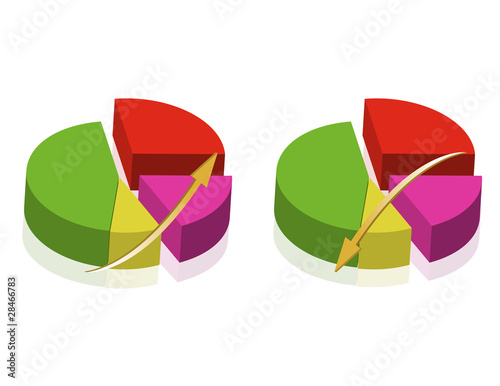 Colorful Pie charts templates isolated over a white background.