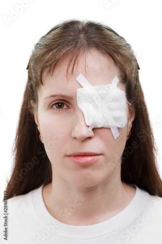 Plaster patch on wound eye Fototapeta