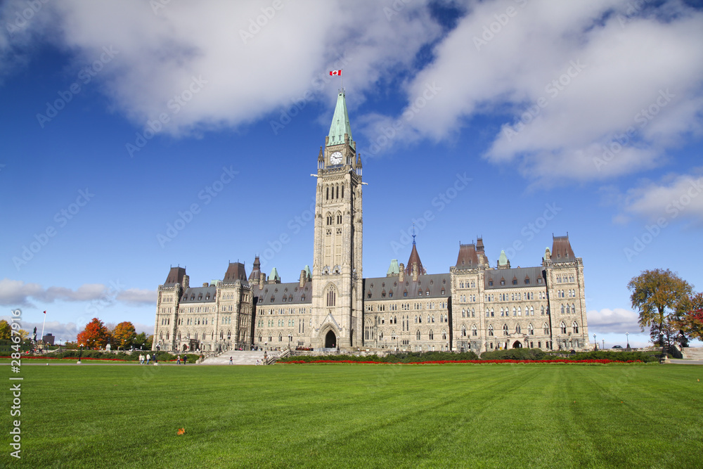 The Parliament of Canada with green grass the foreground