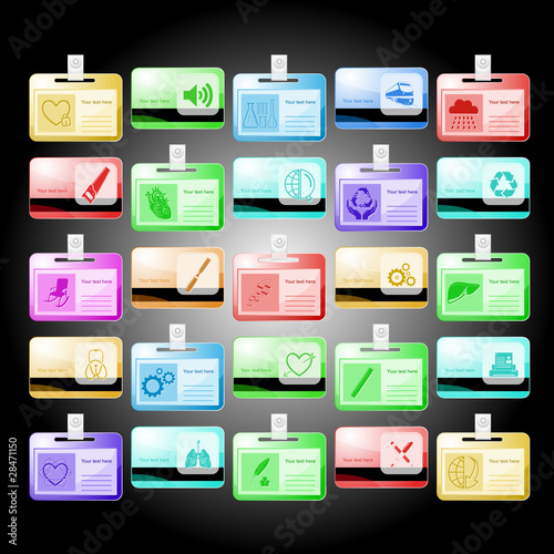 Vector set of id cards. 25 elements.