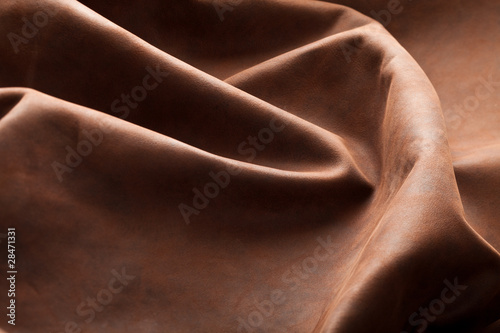 Close-up photo of brown leather ripples