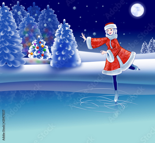 Girl is riding on skating rink