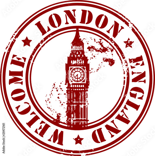 Grunge stamp with London, England, Welcome inside photo