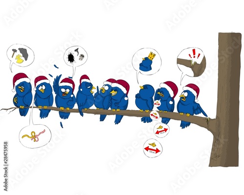 Bird, birds, tweet, Christmas, hat, tree,