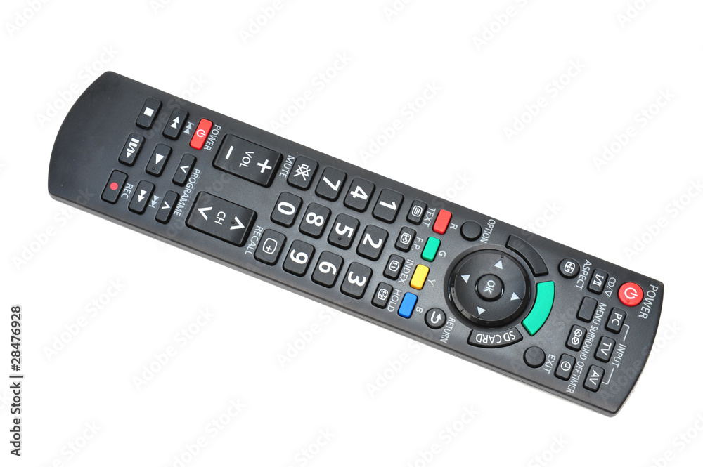 Television Remote Control On White Background Television Remote Control On White Background