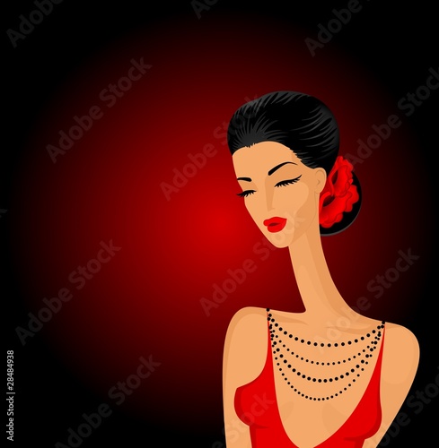 charming lady in a red dress photo