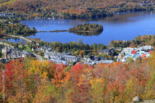 Mont Tremblant lake and village, Quebec, Canada