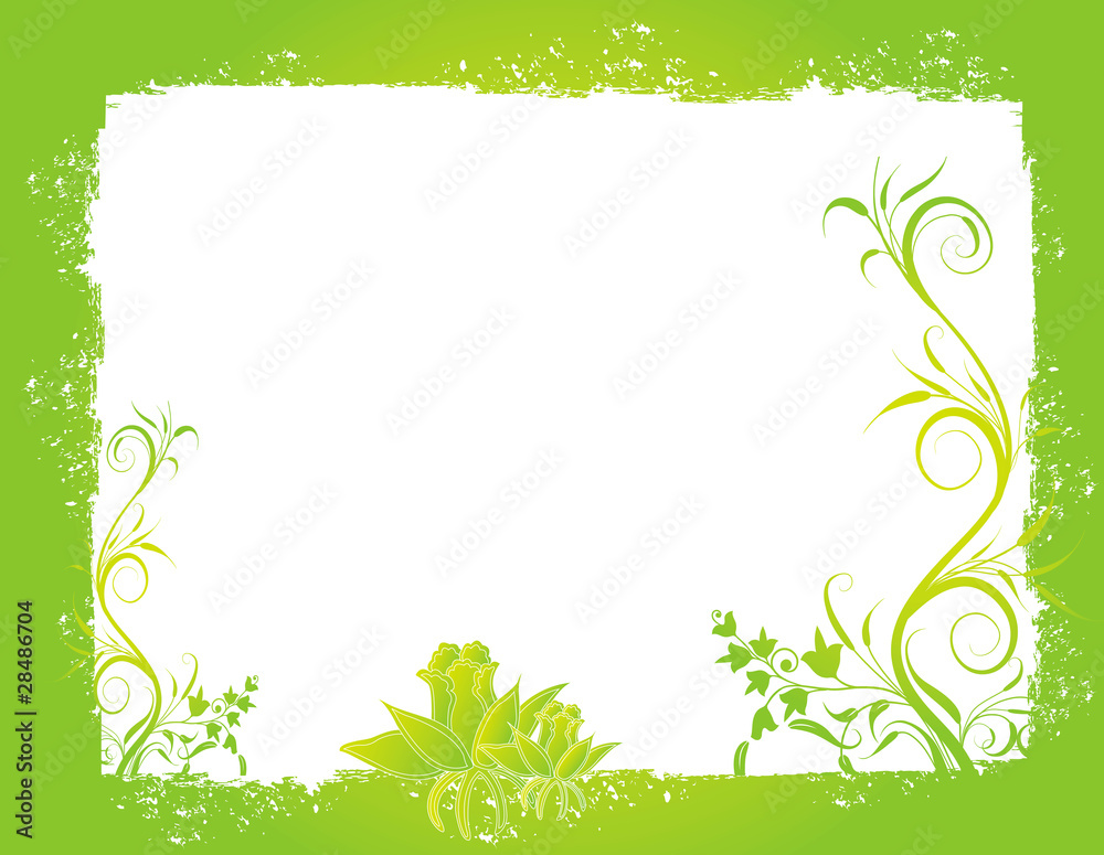 spring frame card vector Illustration green flower spring frame card vector Illustration green flower