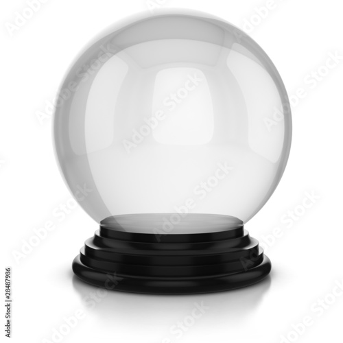 empty crystal ball isolated over white background photo