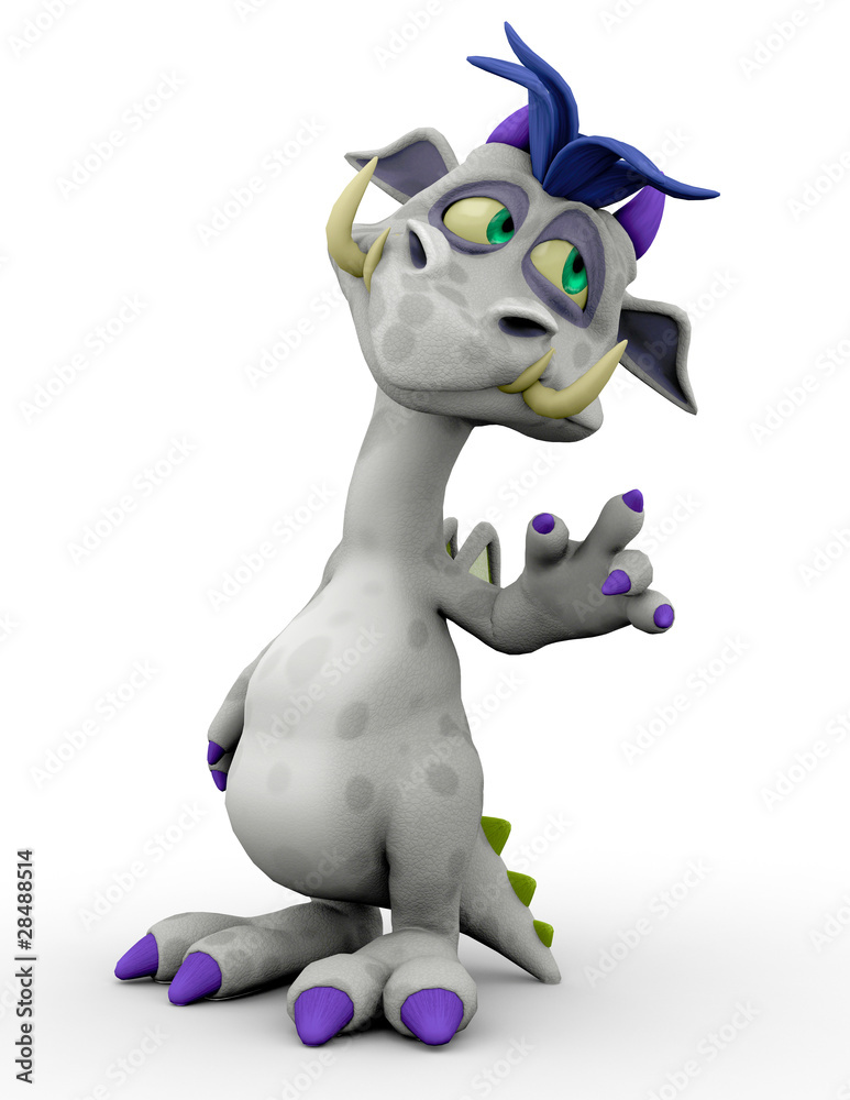 Fototapeta premium grey monster dragon cartoon in I am telling you