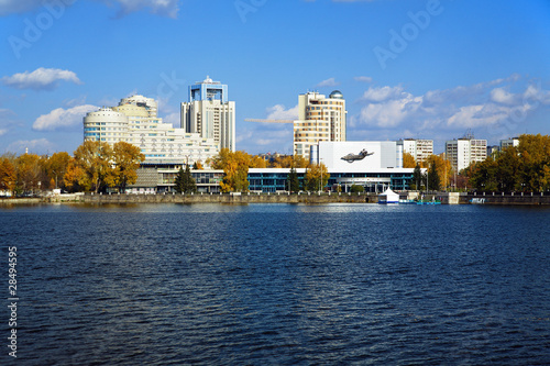 Concert hall at the shore of the pond in Ekaterinburg, Russia