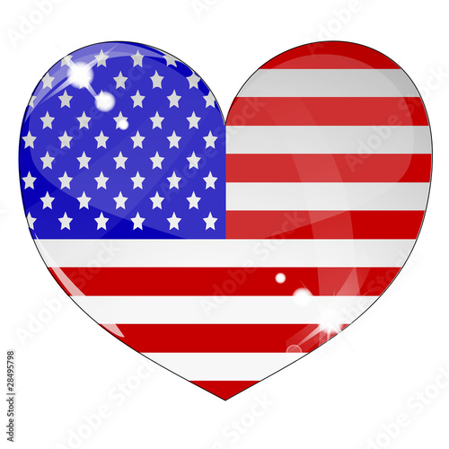 Heart with US flag texture isolated