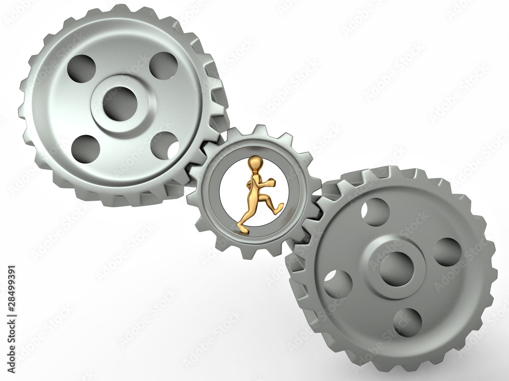 Men in gear on white isolated background Men in gear on white isolated background
