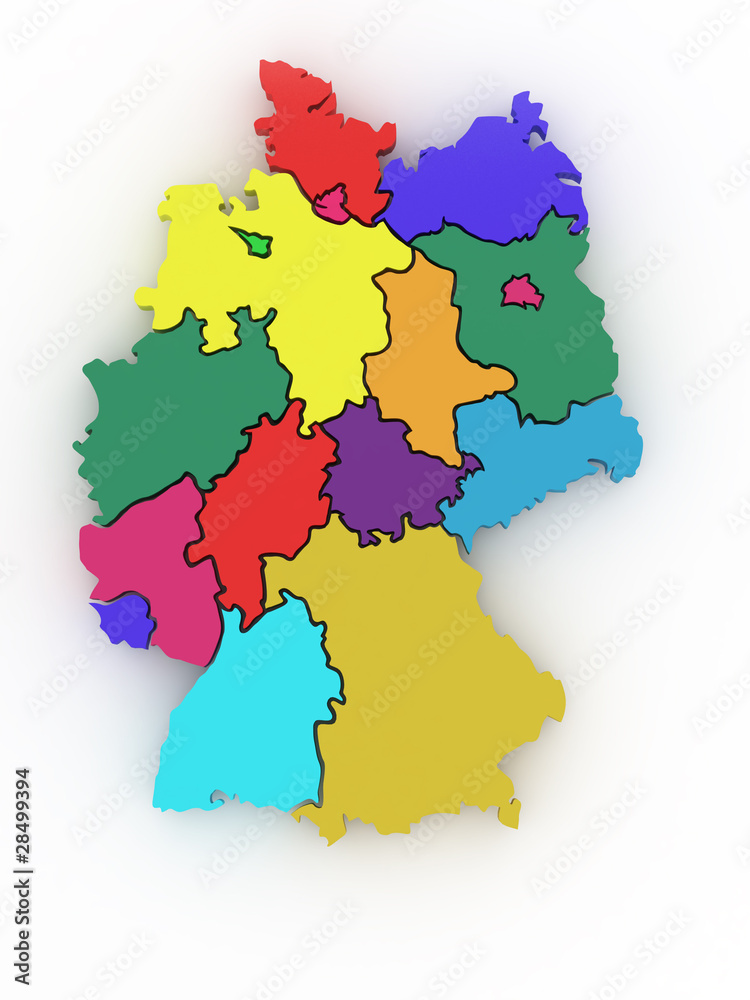 Three-dimensional map of Germany. 3d