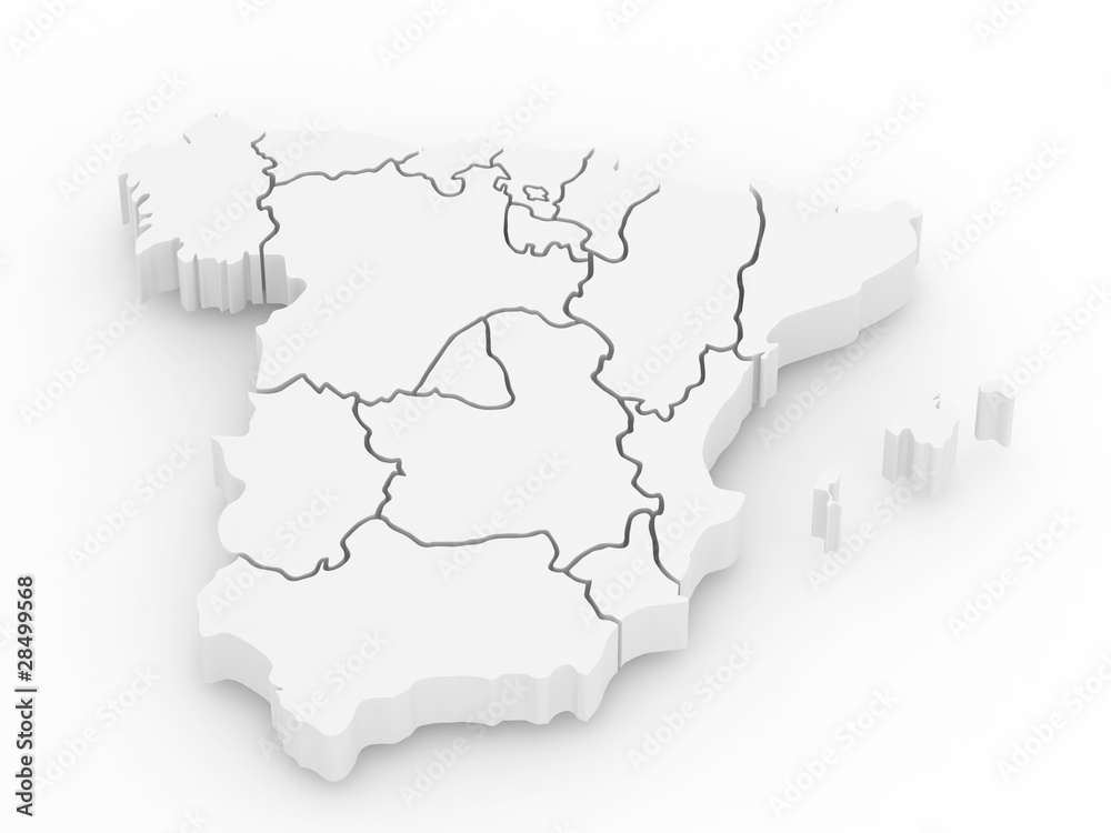 Three-dimensional map of Spain. 3d