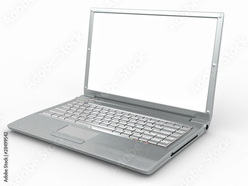 Opened laptop on white isolated background