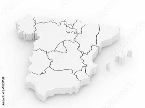 Three-dimensional map of Spain. 3d