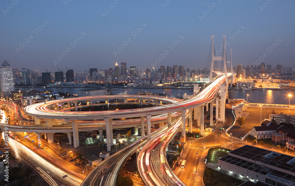 Obraz premium Nanpu Bridge at night. Shanghai, China
