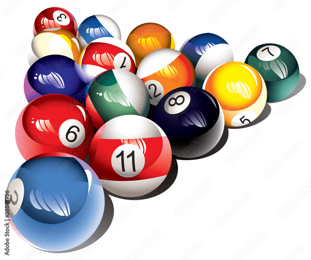 Fototapeta premium Glossy billiard balls set, vector illustration