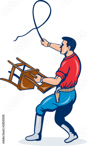 lion tamer with whip and chair
