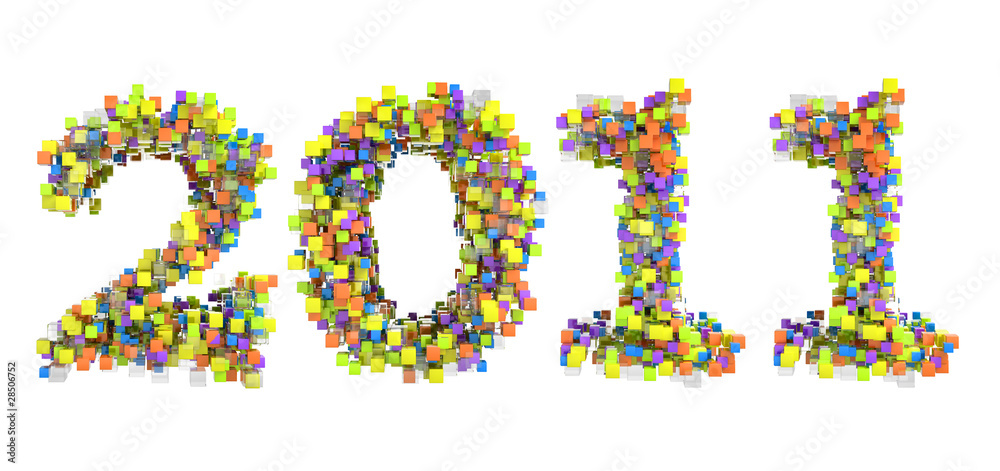 Abstract cubes font new year 2011