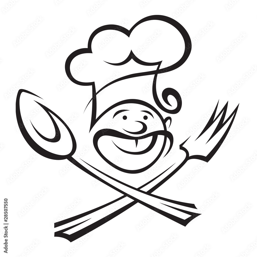 Fototapeta premium chef with spoon and fork