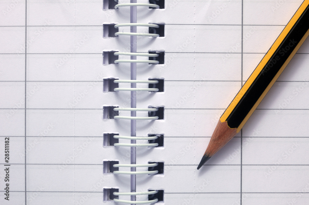 Pencil on white note book