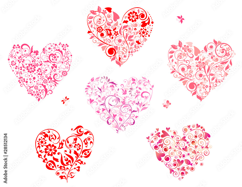 Floral greeting heart shapes