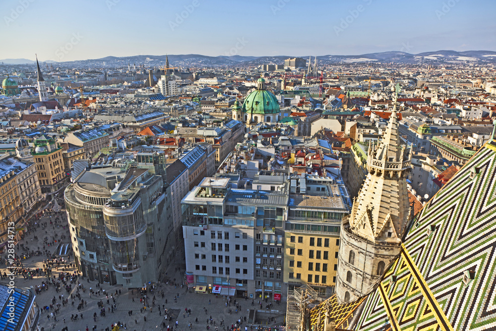 Obraz premium view over Vienna in snow