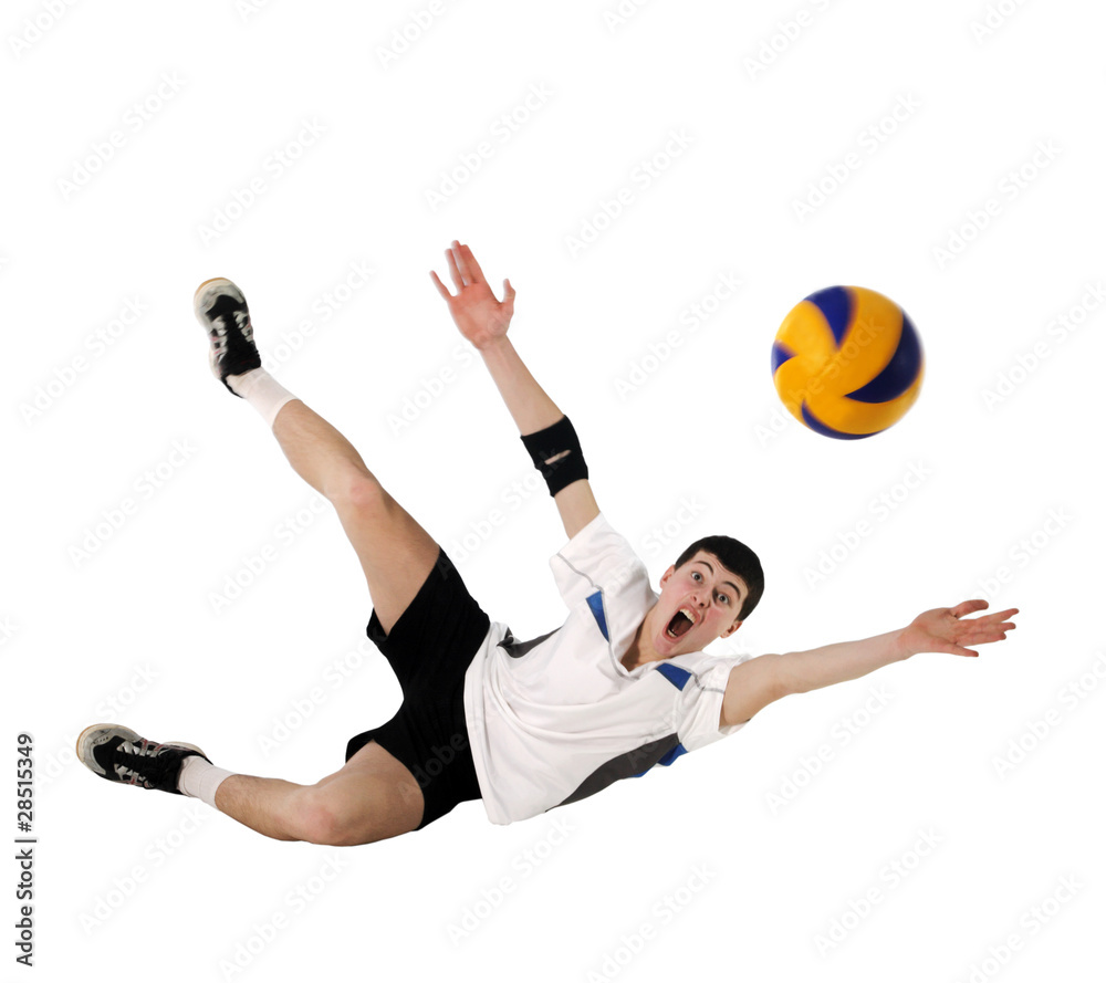 Volleyball player with the ball on a white background Volleyball player with the ball on a white background