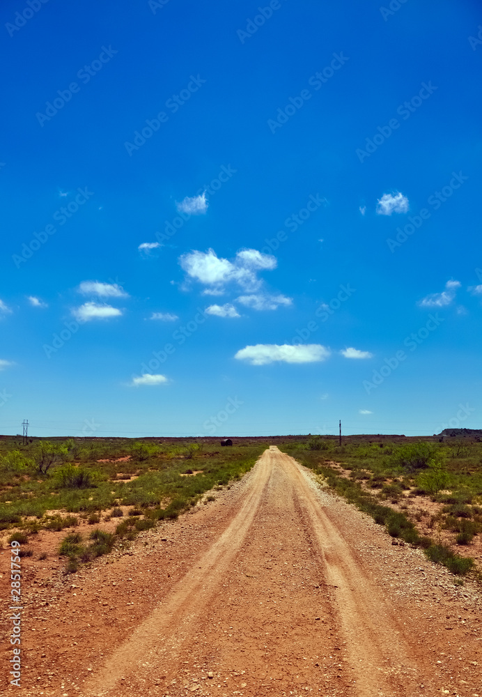 Desert road running through the plains