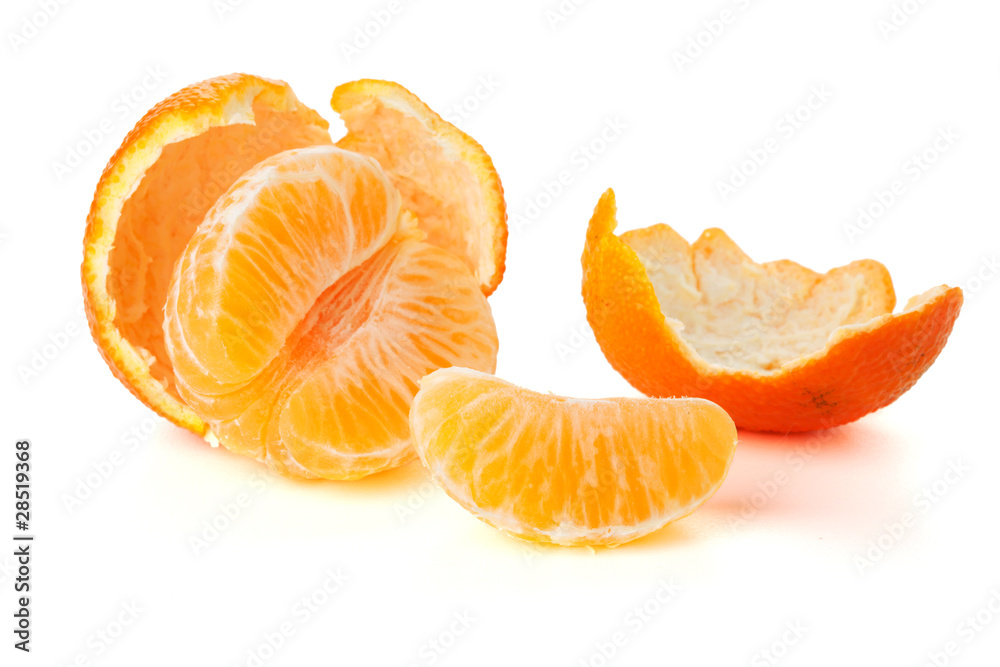 Ripe tangerines segments and rind Ripe tangerines segments and rind