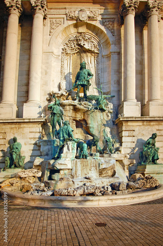 Fountain at the Royal palace in Budapest photo