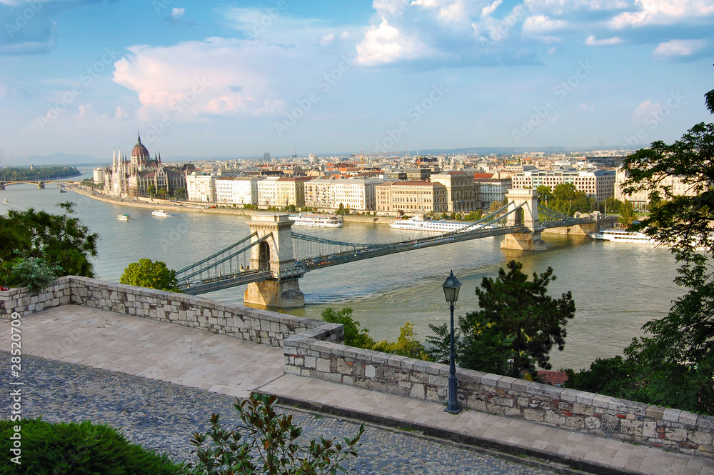 Budapest panorama and the famous Chain bridge