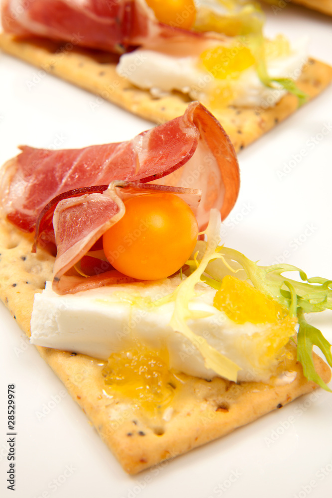 Prosciutto goat cheese canapes