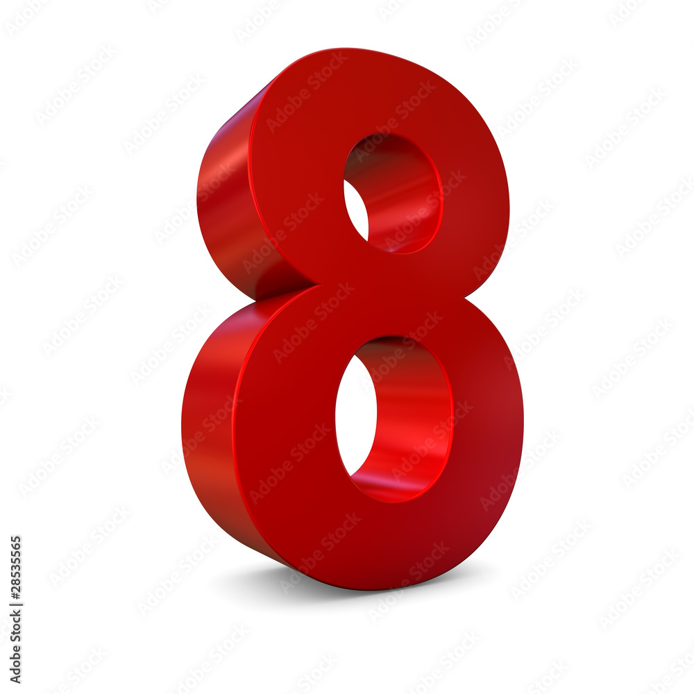 Chiffre 8 3d rouge Chiffre 8 3d rouge