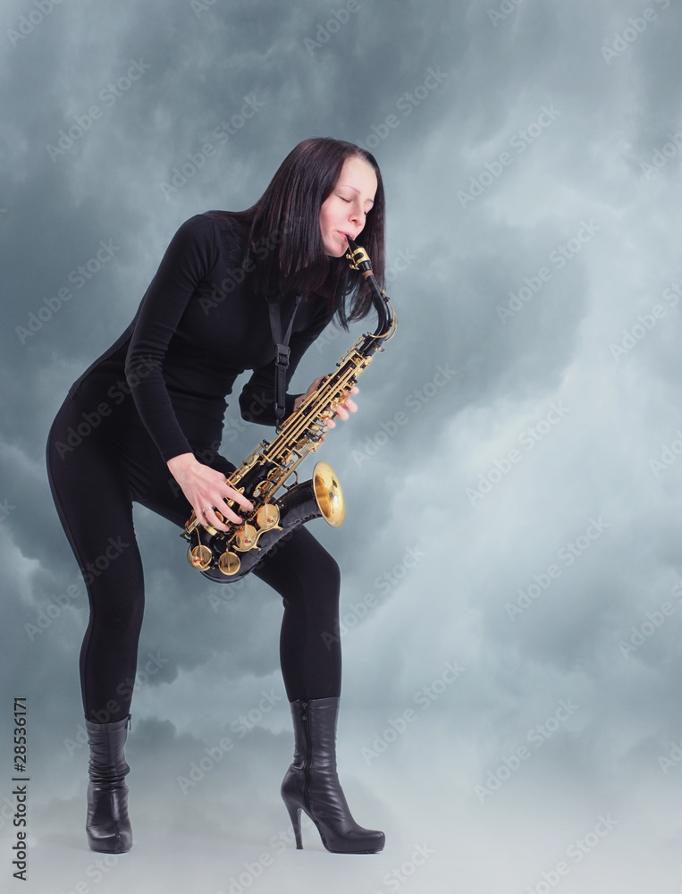 Naklejka premium saxophonist