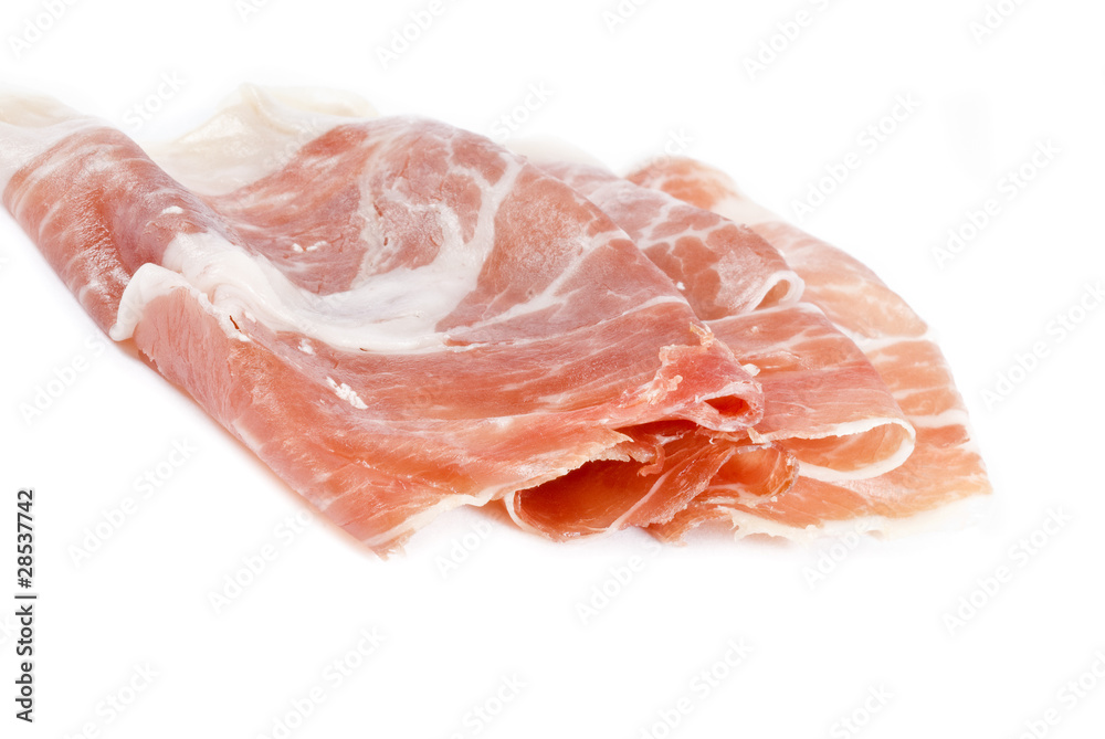 Spanish Cured Ham Isolated on White