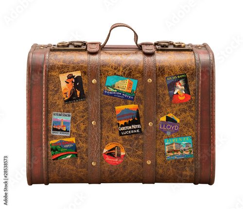 Old Suitcase Travel Stickers isolated  with a clipping path