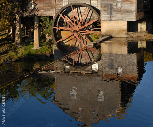 Old Grist Mill reflection in the water