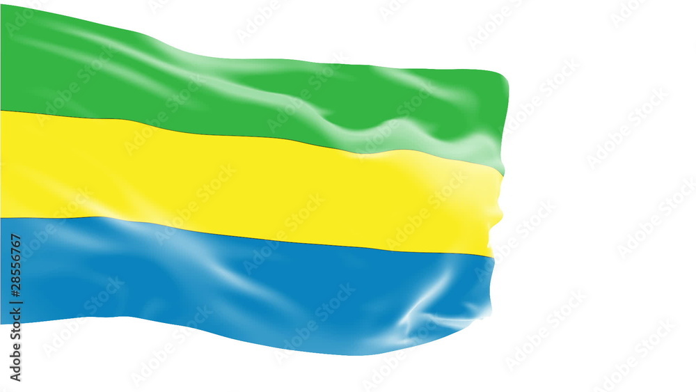 Gabon flag slowly waving. White background. Seamless loop. Gabon flag slowly waving. White background. Seamless loop.