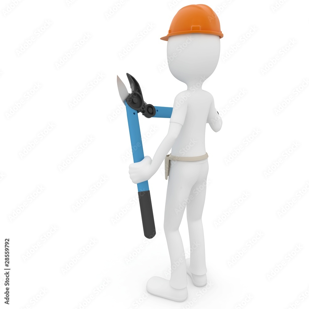 3d man with branch cutter