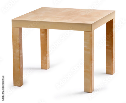 Square wooden table isolated on the white background.