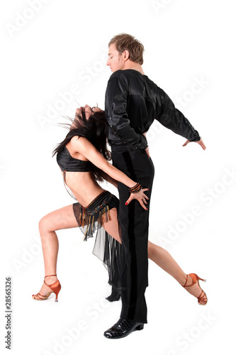 latino dancers in action isolated on white