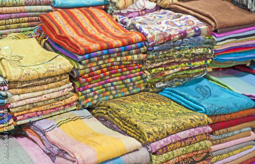Fabrics at a market stall