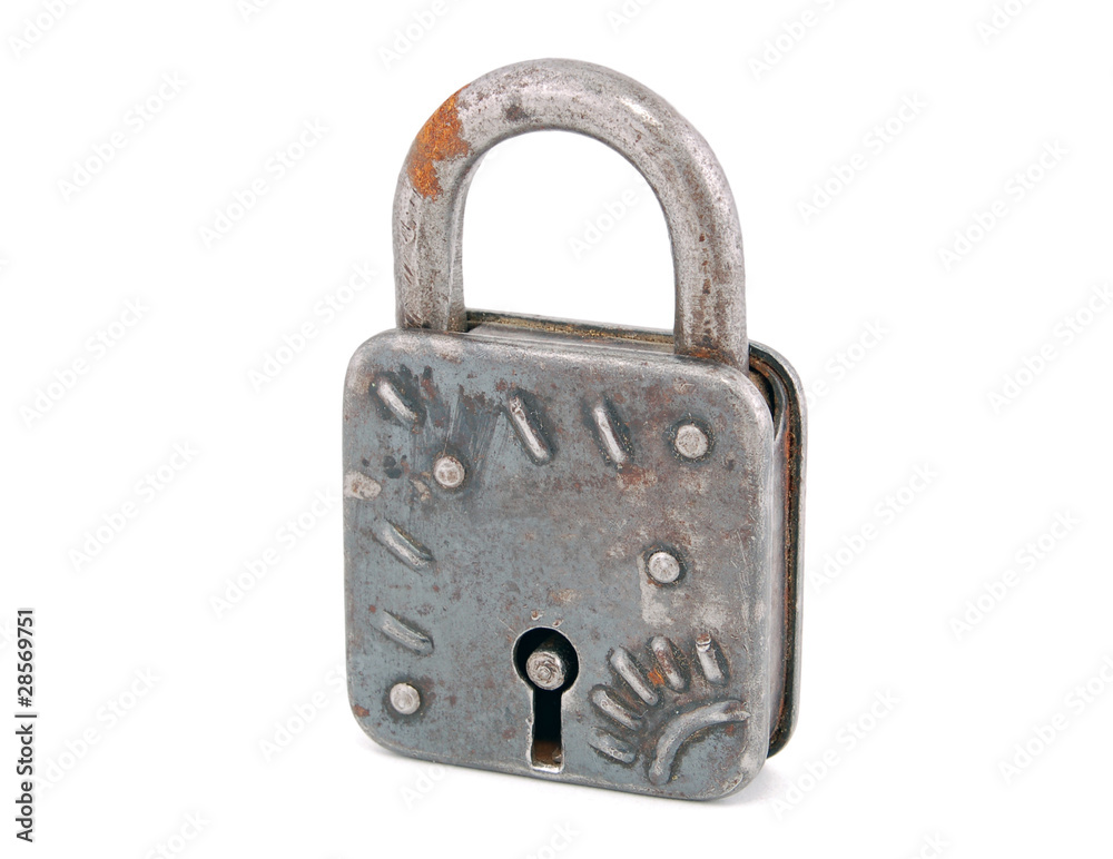 Old rusty padlock, isolated on white background Old rusty padlock, isolated on white background